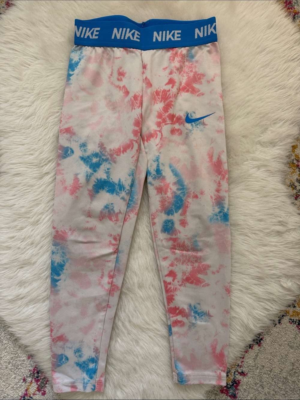 Nike Girls' Pink & Blue Tie-Dye Performance Leggings